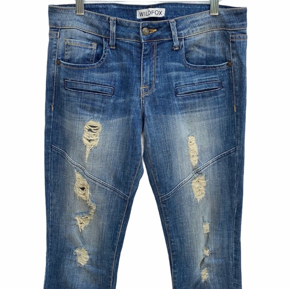 Wildfox Distressed Moto Biker Skinny Jeans - Picture 3 of 15